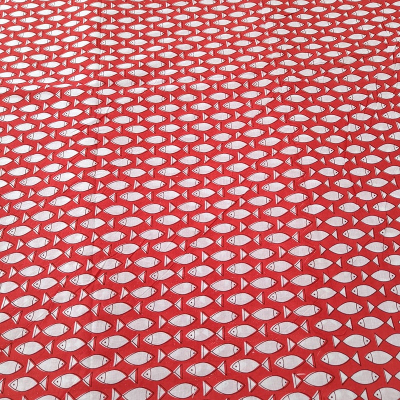 Trade Star 3 Yard 100% Cotton Printed Fabric Voile Fabric for Dressmaking Sewing Ethnic Fish Print Fabric by The Yard Indian Running Natural Dye Width 44 Inches (Pattern 1) - Image 3